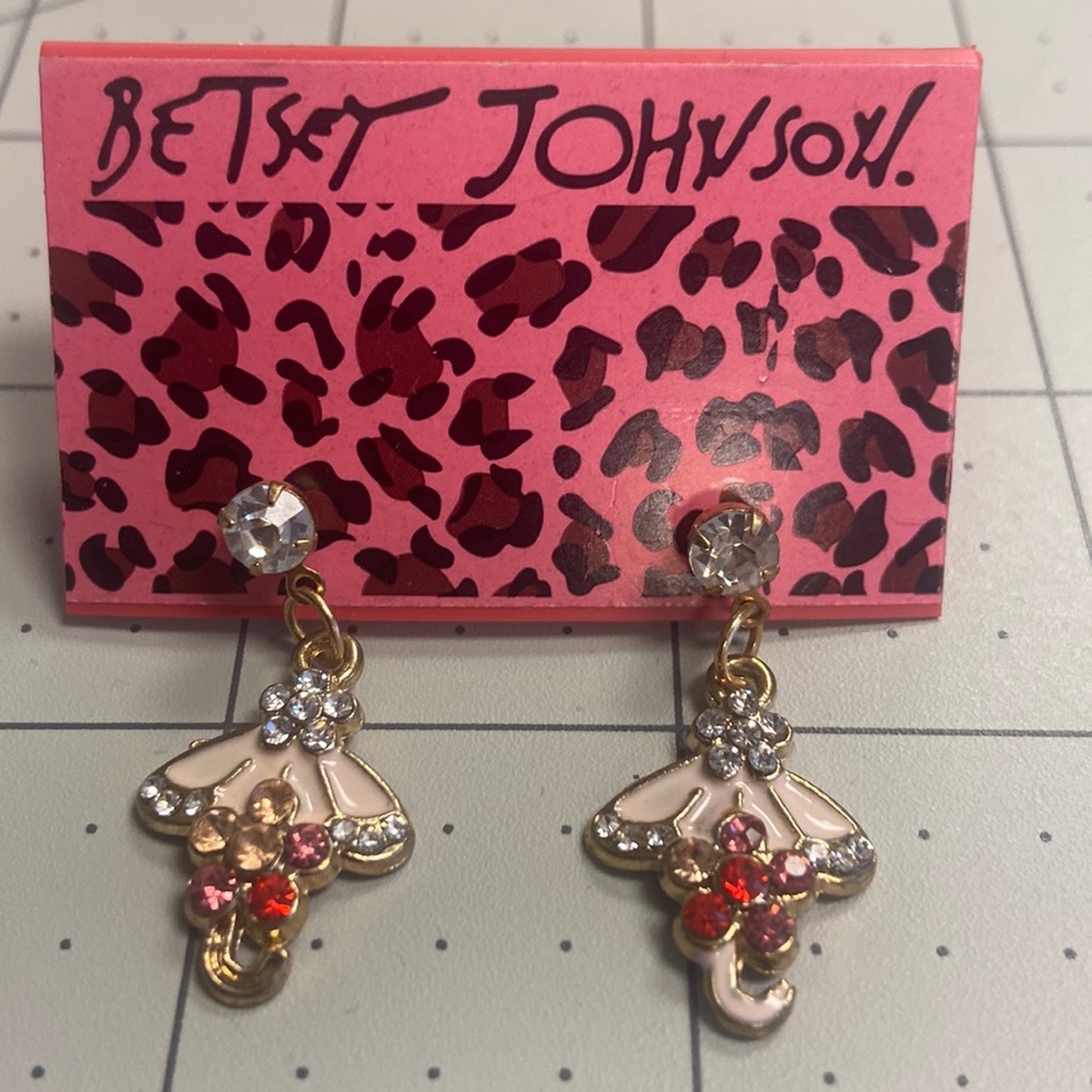 Rhinestone Enameled Umbrella Betsy Johnson Earring’s #78